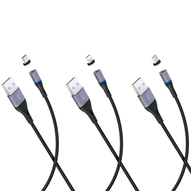 2.4A मैग्नेटिक USB केबल Fpr माइक्रो टाइप C और लाइटनिंग